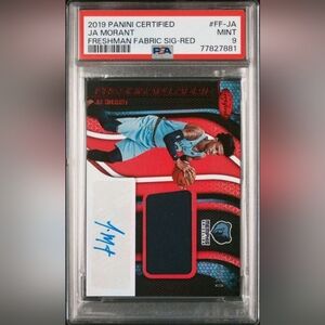 2019 Panini Certified Freshman Fabric Signatures- Ja Morant RC Auto /49- PSA 9